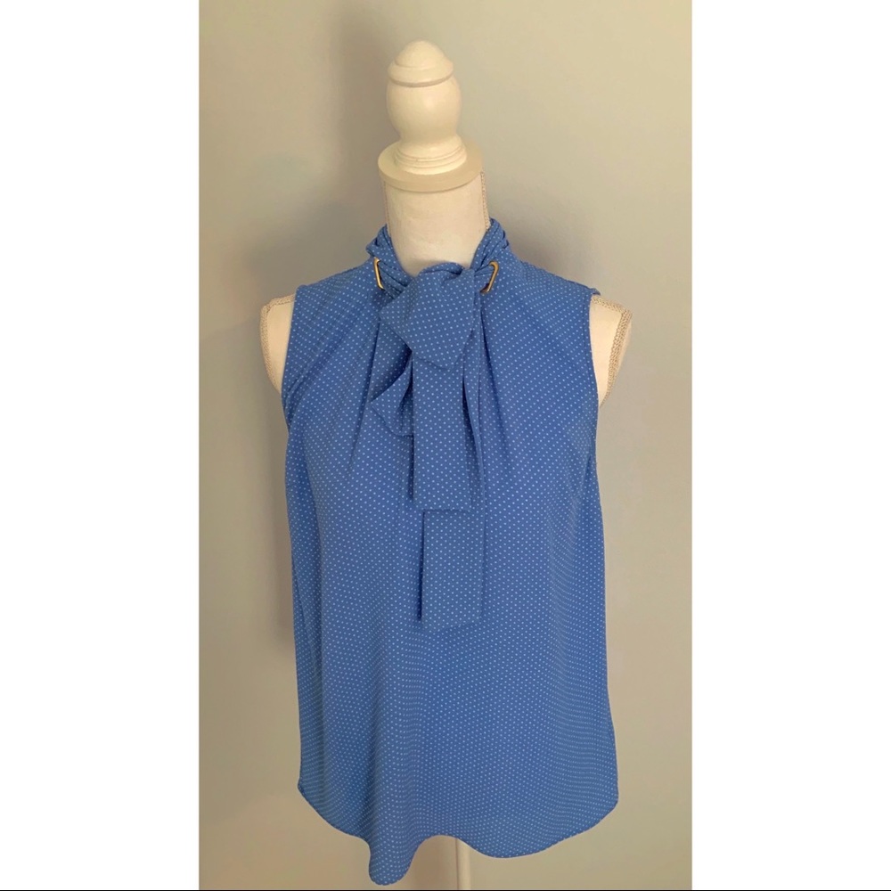 Michael Kors Blue White Polka Top